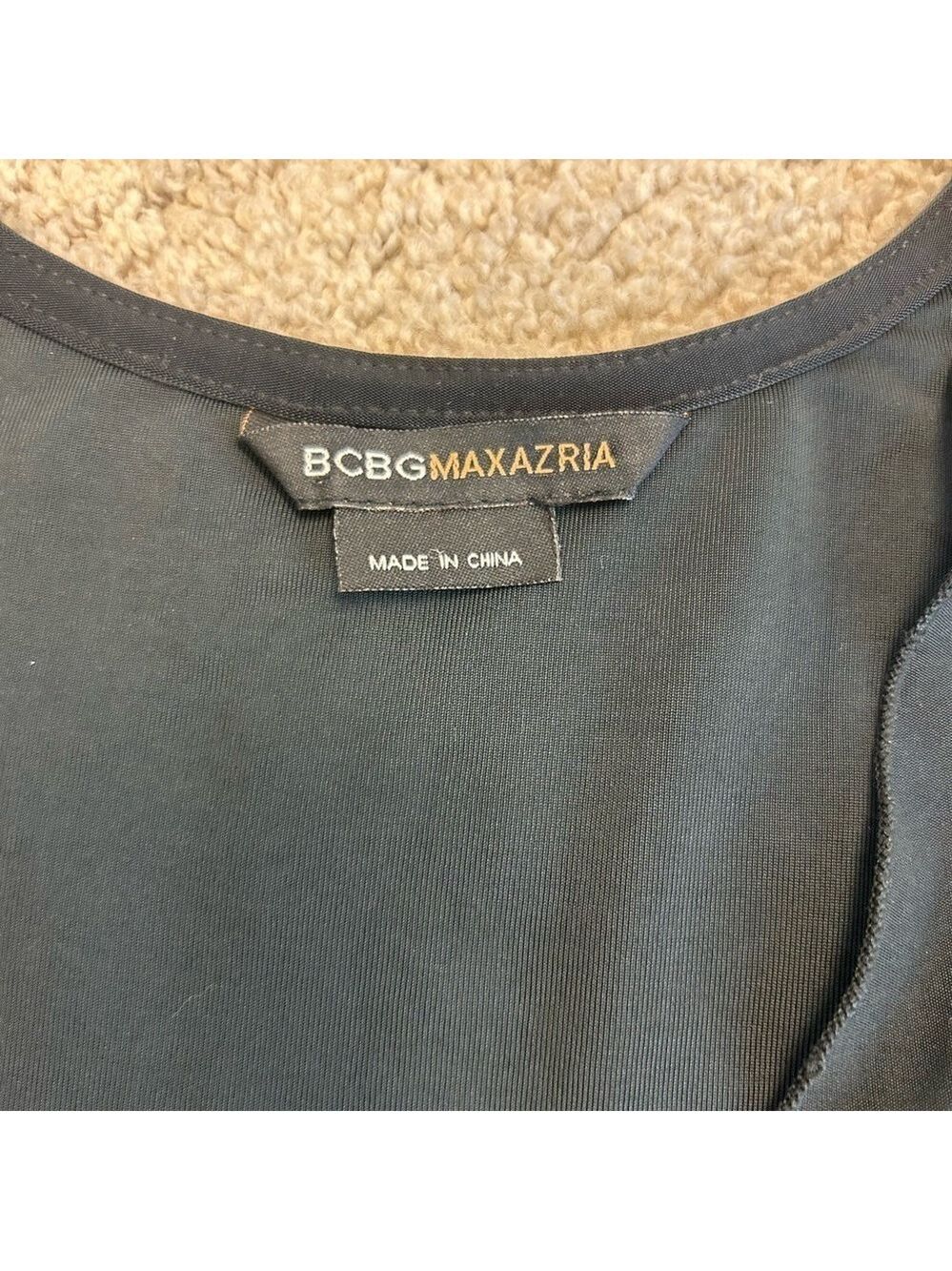 BCBGMAXAZRIA black crisscross 3/4 sleeve top blouse stretchy Sz M - Picture 6 of 10